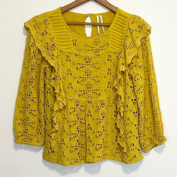 Anthropologie Yellow Clementine Blouse Womens US Size 2 - Picture 5 of 16